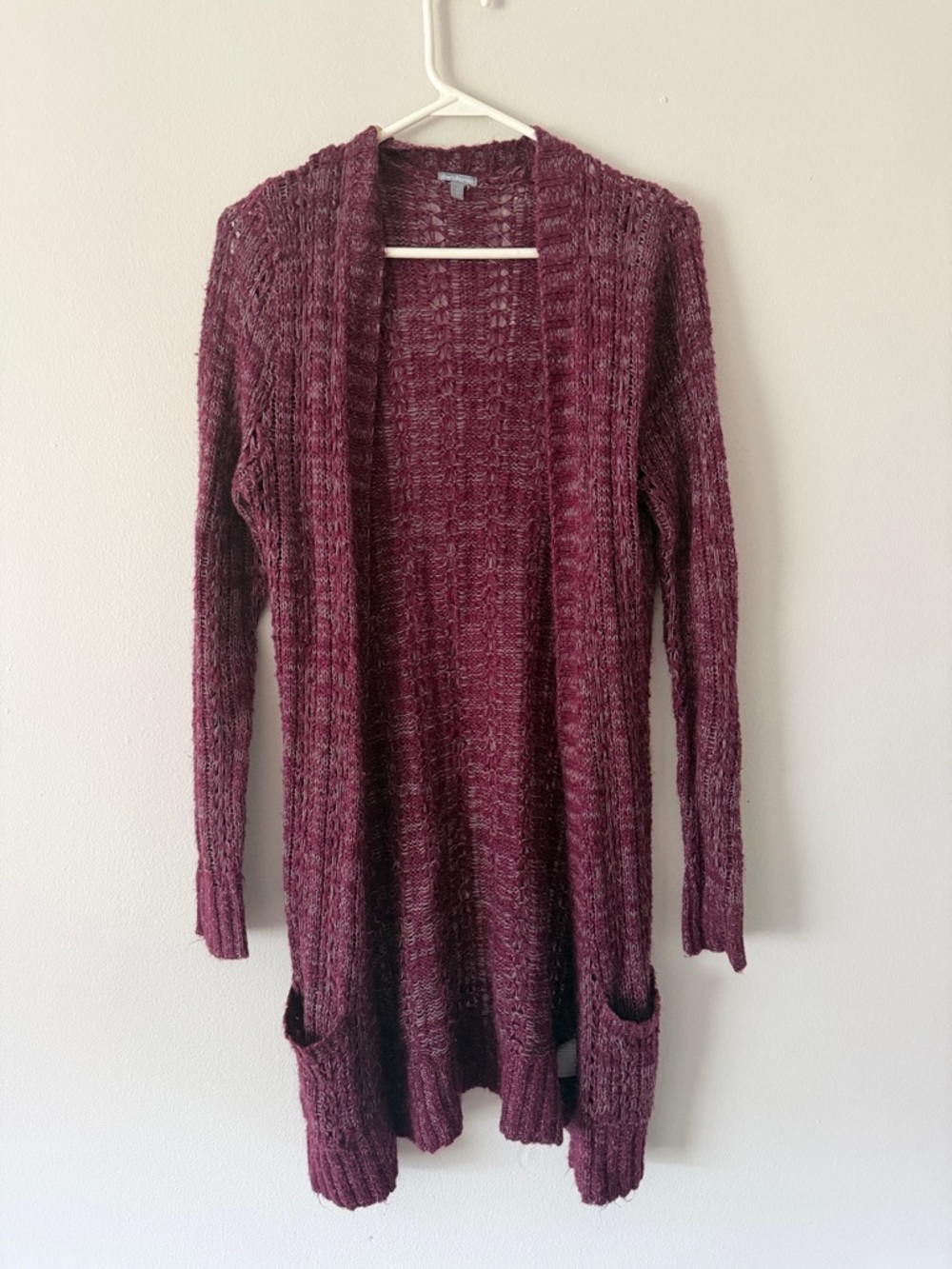 Marled Open-Front Cardigan - Burgundy Plum